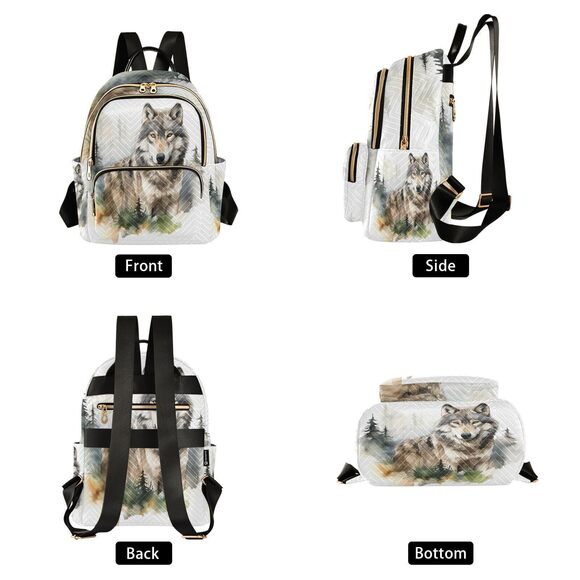 8261 Forest Wolf Small Backpack Purse Travel Bag Lightweight Shoulder Bag main image 6